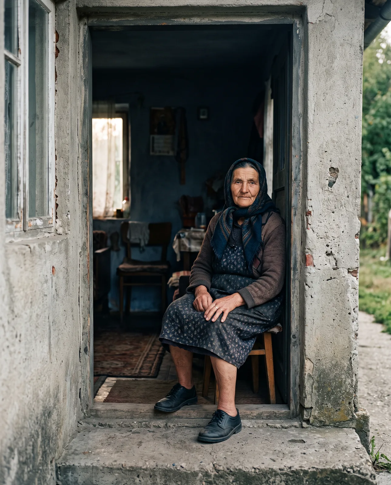 Interview subject in a doorway